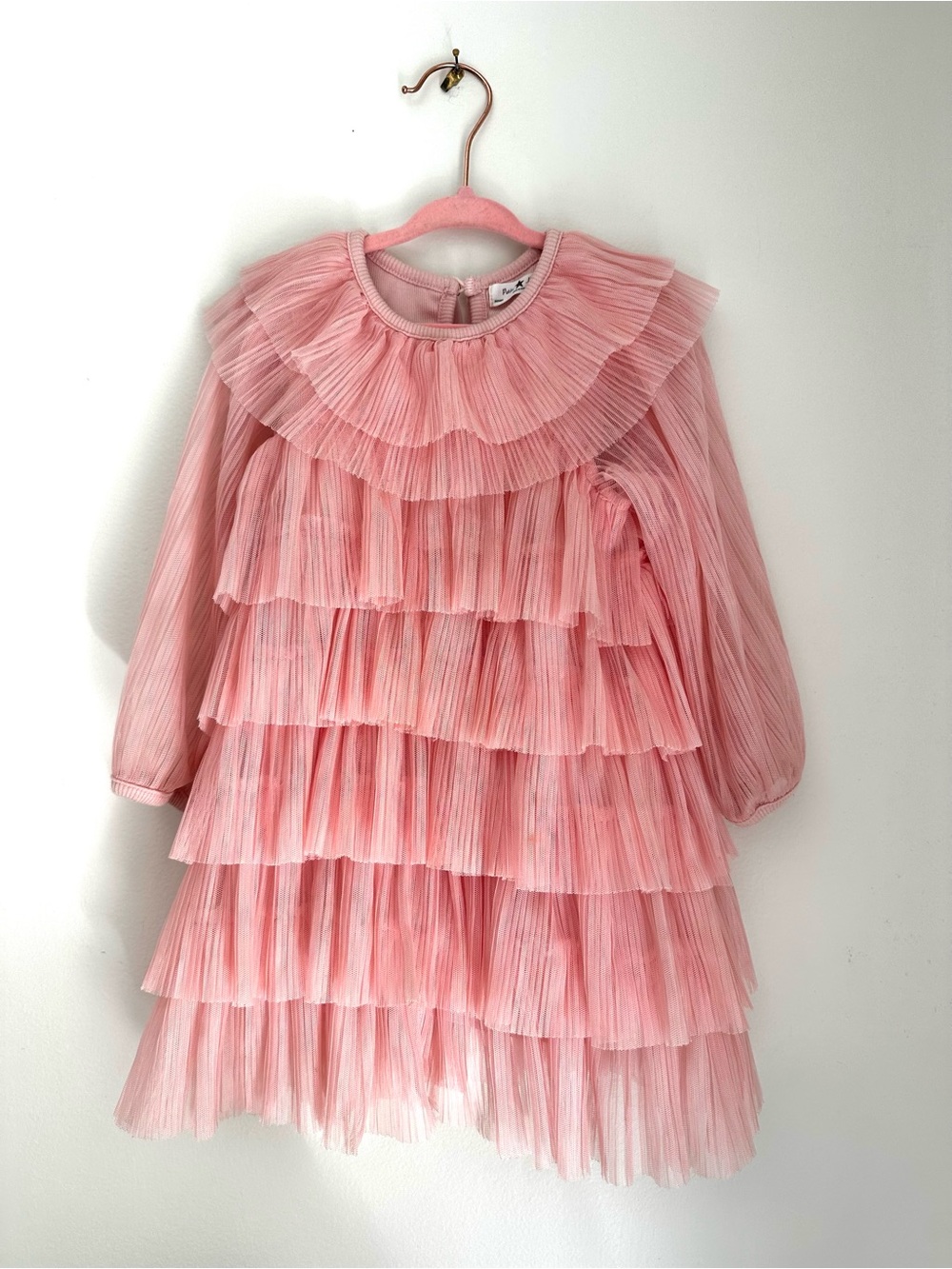 Elegant Pink Tiered Tulle Dress for Girls